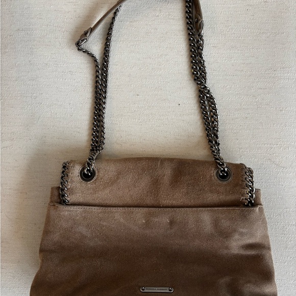 Rebecca Minkoff Edie Chain-Trimmed Suede Shoulder Bag - Picture 3 of 6
